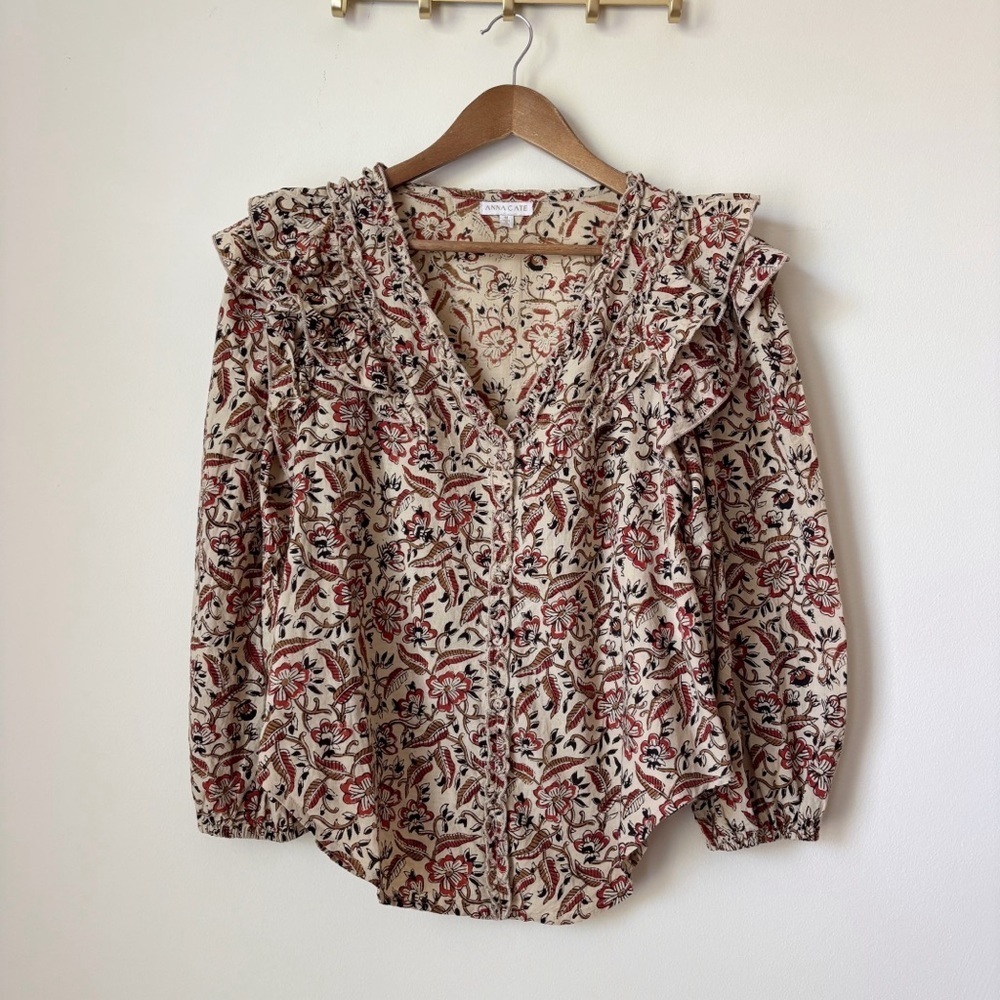 Anna Cate Southern Belle Ruffle Button Up Top Medium Tuckernuck